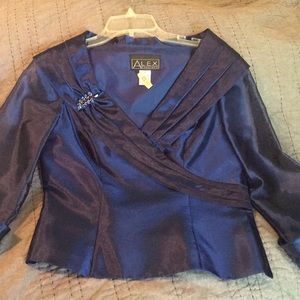 Alex Evenings Beautiful navy iridescent polyester.